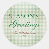 Sticker Rond Bonnes Fêtes En vichy Noël (Devant)