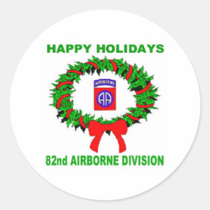 Sticker Rond bonnes fêtes, parachutiste, quatre-vingt-deuxièm