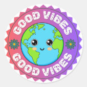 Sticker Rond Bonnes images Design coloré (Devant)