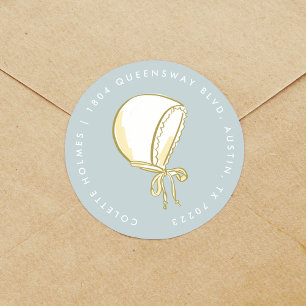 Sticker Rond Bonnet Bleu Bonnet Adresse de retour Label