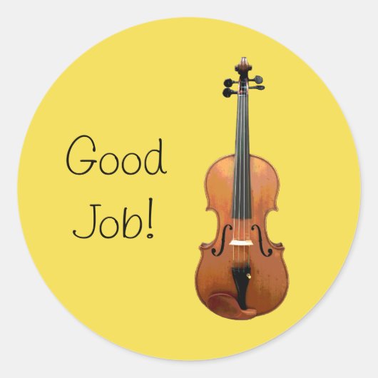 Sticker Rond Bons Travail Violon Musique Éducation Récompense (Devant)