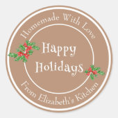 Sticker Rond Bons vœux de fêtes Biscuit Cadeau Brun Modifiable (Devant)