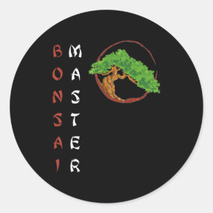 Sticker Rond bonsai maître lever de soleil miniature arbre plan