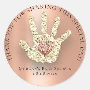 Sticker Rond Bonsoir à la main pour bébé Merci Parties scintill