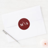 Sticker Rond Bonté de mariage monogramme bordeaux (Enveloppe)