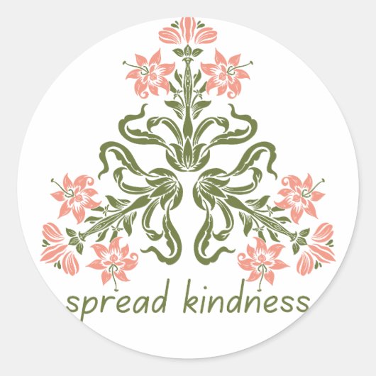 Sticker Rond bonté rétro fleurs roses inspiré (Devant)