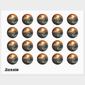 Sticker Rond Bonzai Tree Wave Yin Yang Arts martiaux (Feuille)