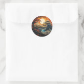 Sticker Rond Bonzai Tree Wave Yin Yang Arts martiaux (Sac)