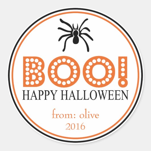 Sticker Rond Boo ! Araignée de Tarantula (Noire / Orange) (Devant)