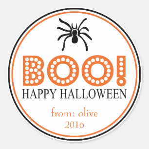 Sticker Rond Boo ! Araignée de Tarantula (Noire / Orange)