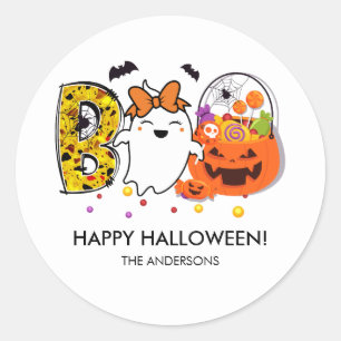 Sticker Rond Boo ! Baguette Halloween