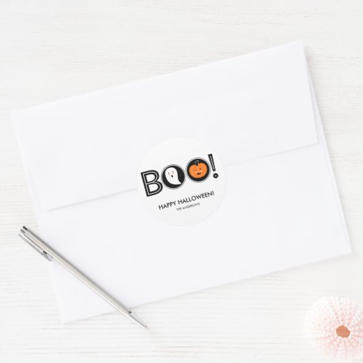 Sticker Rond Boo ! Baguette Halloween (Enveloppe)
