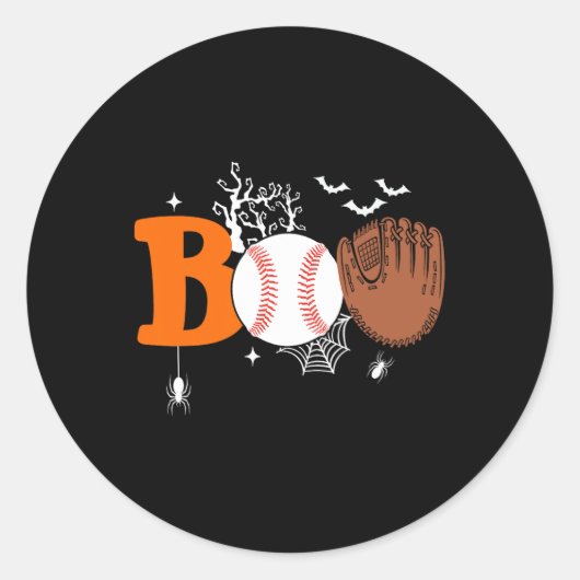 Sticker Rond Boo Baseball Halloween Éffrayant Halloween Basebal (Devant)