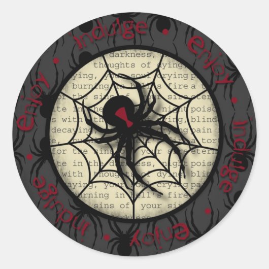 Sticker Rond Boo Black Widow Spider & Texte Déplaisant pour Hal (Devant)