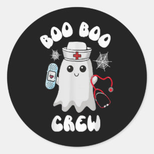 Sticker Rond Boo Boo Crew Cute Nurse Ghost Funny Halloween