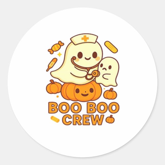 Sticker Rond Boo Boo Crew Nurse Ghost Classic T-Shirt (Devant)