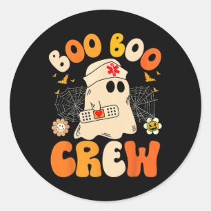 Sticker Rond Boo Boo Crew Nurse Ghost Halloween