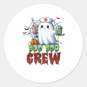 Sticker Rond Boo Boo Crew Nurse Halloween Ghost Funny Classic T