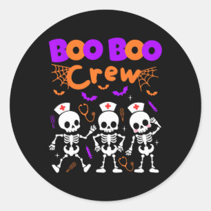 Sticker Rond Boo Boo Crew Nurw Dancing Skeletons Halloween Ort