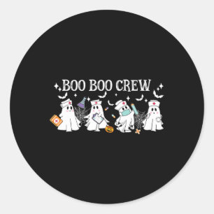 Sticker Rond Boo Boo Crew Nurw Ghost Funny Halloween