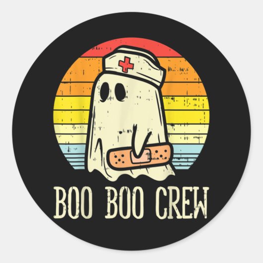 Sticker Rond Boo Boo Équipement Infirmière Halloween Pour Infir (Devant)