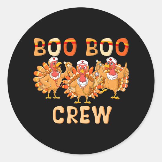 Sticker Rond Boo boo infirmière d'équipage Thanksgiving Matchin (Devant)