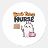 Sticker Rond Boo Boo Infirmière En Service Classique T-Shirt (Devant)