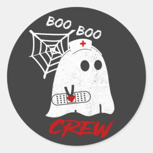 Sticker Rond BOO boo infirmière équipage tee, drôle halloween i