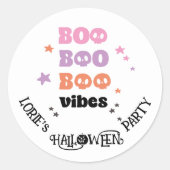 Sticker Rond BOO BOO Vibes Halloween Personnalisé (Devant)