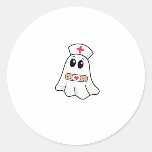 Sticker Rond BOO CREW Ghost Nurse Funny Halloween Essentiel (Devant)