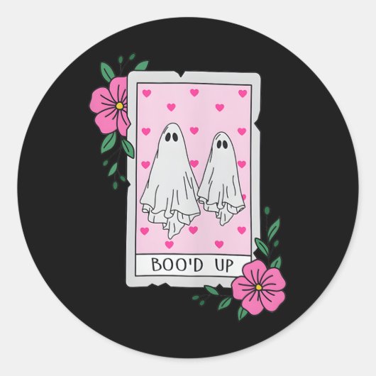 Sticker Rond Boo’d Up Ghost Tarot Halloween Funny Ghost (Devant)