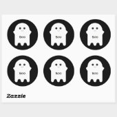 Sticker Rond Boo de dessin animé blanc mignon (Feuille)