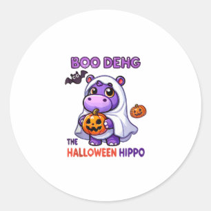 Sticker Rond Boo Deng L'Halloween Hippo Cute Bouncy Pig Costu
