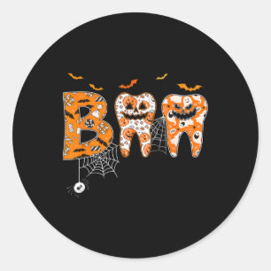 Sticker Rond Boo Dents Citrouille Dentiste Dental Hygiéniste Ha
