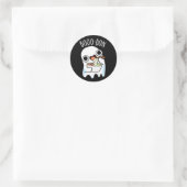 Sticker Rond Boo-don Drôle Fantôme Udon Pun Dark BG (Sac)