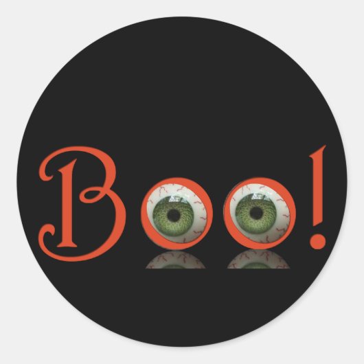 Sticker Rond Boo Eyed Vert ! Halloween (Devant)