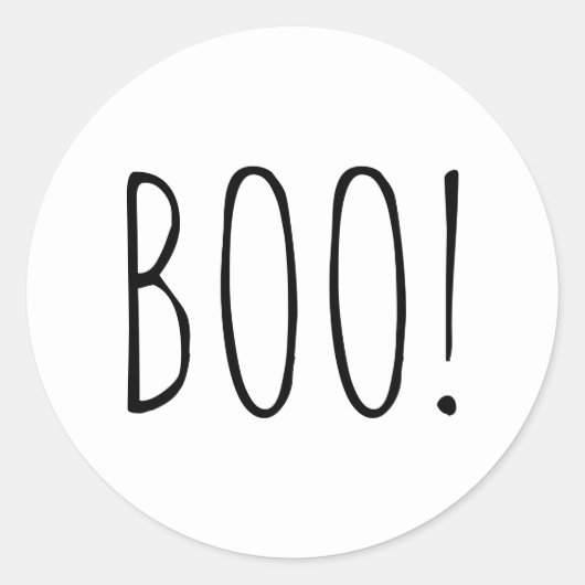 Sticker Rond Boo ! Fête d'Halloween. Noir et blanc mignon simpl (Devant)