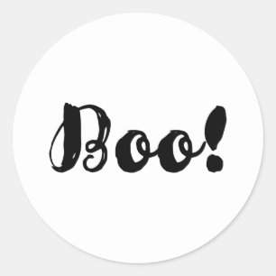 Sticker Rond BOO ! Fête d'Halloween noir ou traiter Favoriser