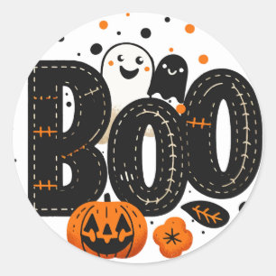 Sticker Rond BOO Frankenstein Stitch Fête d'Halloween