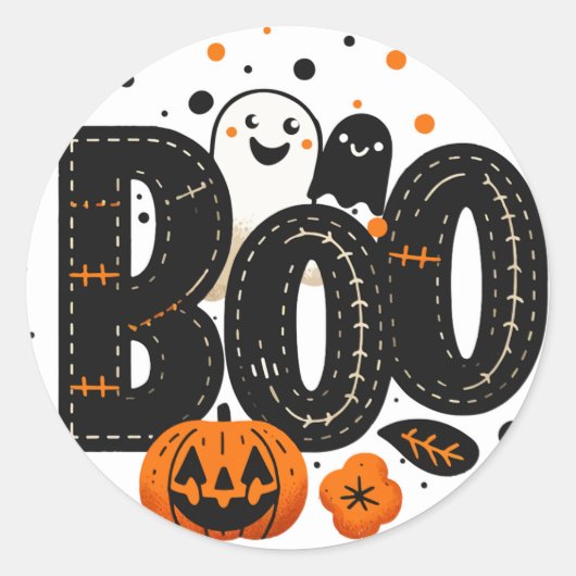 Sticker Rond BOO Frankenstein Stitch Halloween Party (Devant)