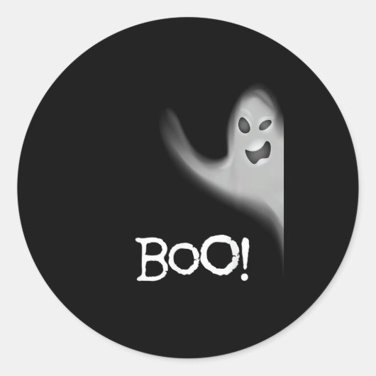 Sticker Rond Boo Funny Cacher Peekabo Scandale Halloween (Devant)