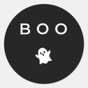 Sticker Rond BOO Ghost Halloween Subtle Minimal Automne Fun Tri