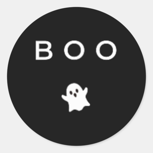 Sticker Rond BOO Ghost Halloween Subtle Minimal Automne Fun Tri (Devant)
