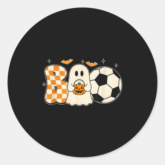 Sticker Rond Boo Ghost Jouer Soccer Halloween Joueurs Trick O (Devant)