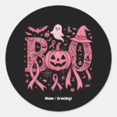 Sticker Rond Boo Halloween Conscience du cancer du sein Ruban r (Devant)