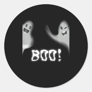Sticker Rond Boo ! Halloween effrayant cachant Funny Peekaboo