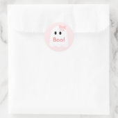 Sticker Rond Boo ! Halloween Fille fantôme rose (Sac)