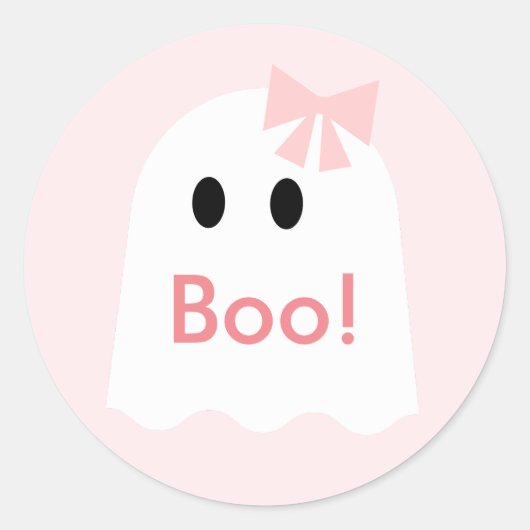 Sticker Rond Boo ! Halloween Fille fantôme rose (Devant)