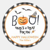 Sticker Rond BOO Halloween Treat Citrouille round (Devant)
