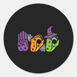 Sticker Rond Boo Hands American Sign Language Pride Asl Hallowe
